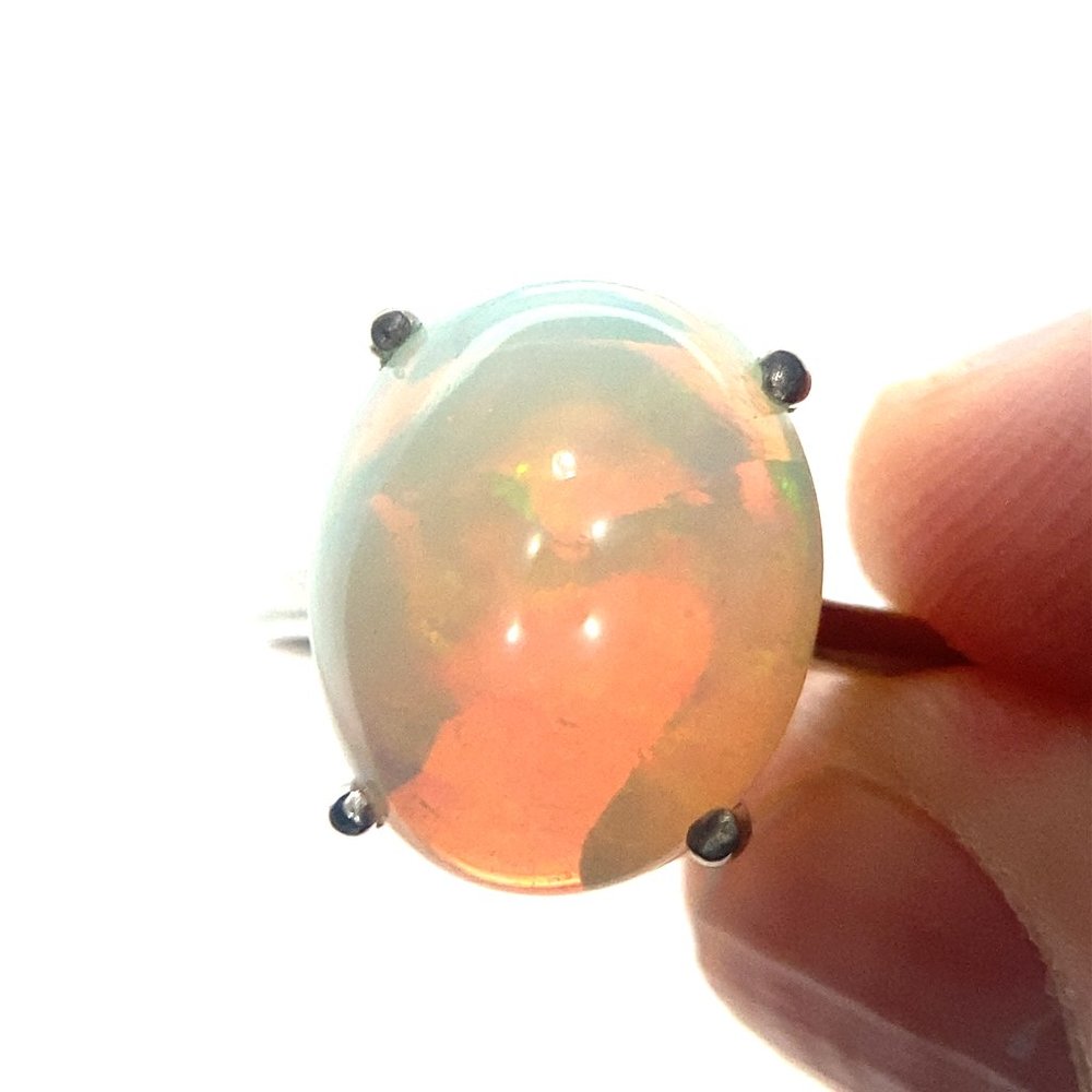 Opal 4.65ct Platinum Solid 925 Silver Ring